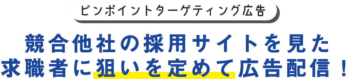 ピンポイントターゲティング広告:競合他社の採用サイトを見た求職者に狙いを定めて広告配信!